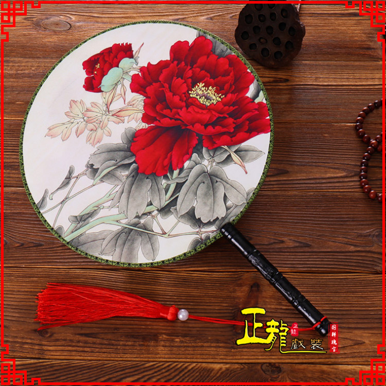 陕西古典中国风团扇空白扇跳舞蹈扇 真丝宫扇