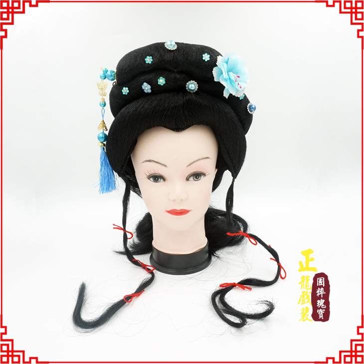 陕西戏剧服装京剧越剧小旦花旦丫鬟假发 小姐头套