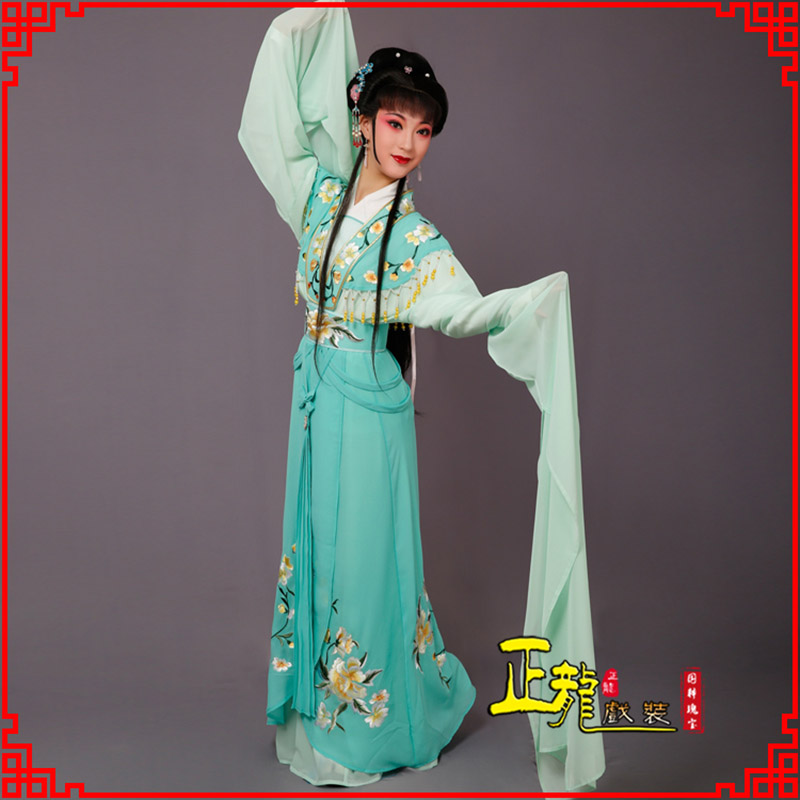 陕西青衣水袖戏服演出服 云肩花旦衣